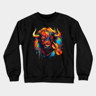 Bison Playing Violin Crewneck Sweatshirt